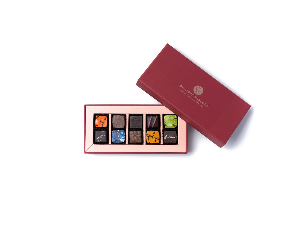 Special chocolate gift box with assortment of chocolates including chocolates with alcohol