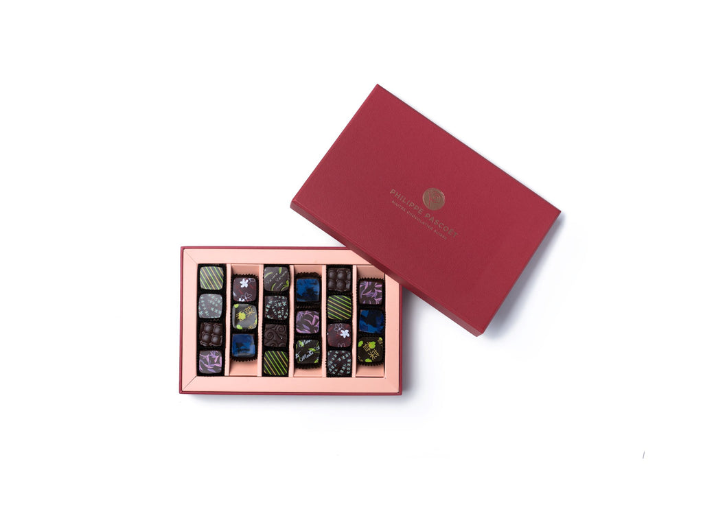 Luxury gift box, 21 pieces of herb & tea flavoured Swiss chocolates